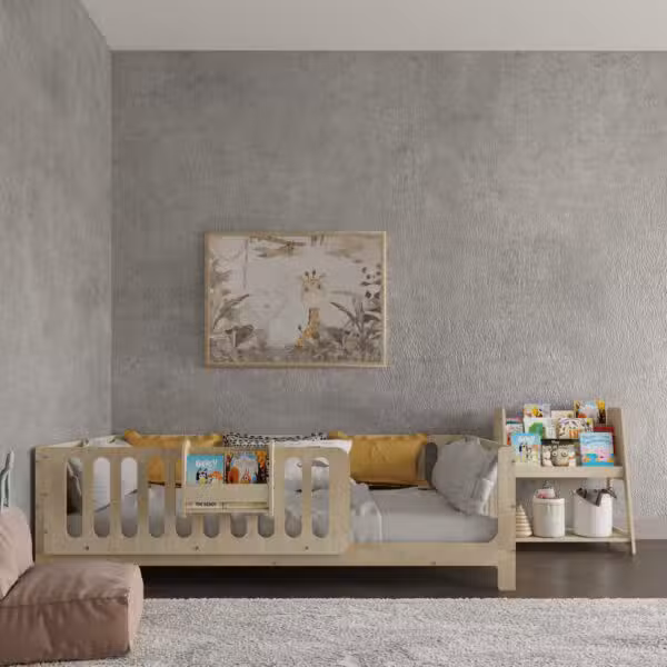 Montessori Toddler Bed With Rails & Legs – Right Door