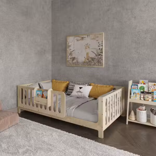 Montessori Toddler Bed With Rails & Legs – Right Door - 1