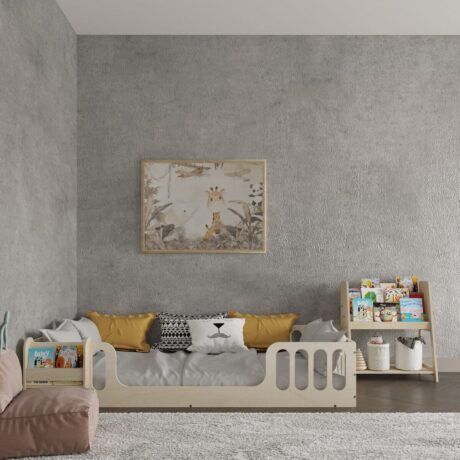 Montessori Floor Bed with bookshelf (1) - 0