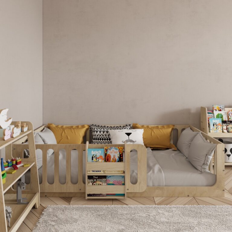 Montessori Floor Bed with Bookshelf