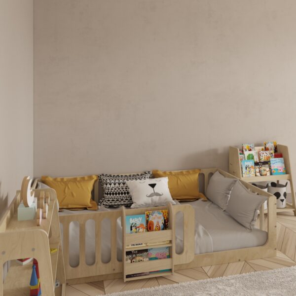 Montessori Floor Bed with Bookshelf